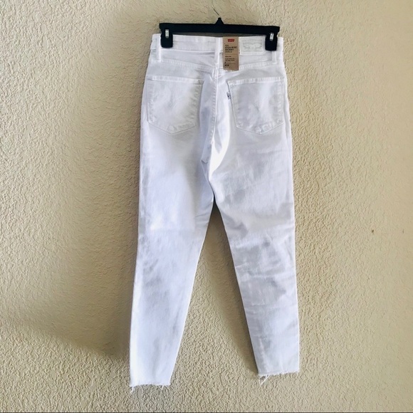 Levi’s Jeans 721 High Rise Skinny Distressed Fray Casual Festival White 26 NWT - Picture 3 of 10